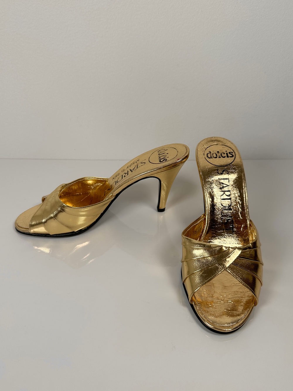 Vintage 90s Gold Metallic Leather Slide Mules – EU 36